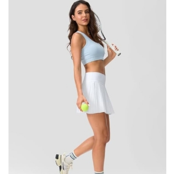 Pleated Tennis Skirt with Pockets High Waisted Athletic Golf Skirt White - Picture 6 of 7